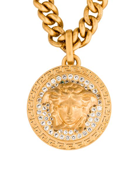 versace gold tone medusa necklace